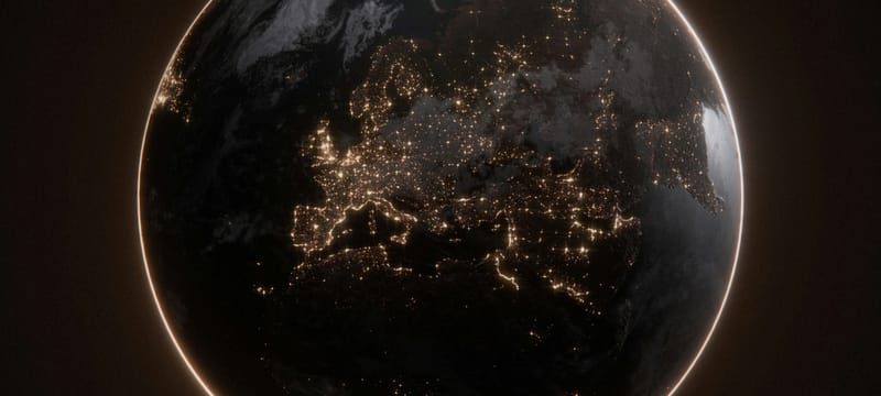 Mapa mundial estilizado conectando distintas versiones regionales de un sitio web mediante hreflang